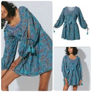 Cleobella Anthropologie Skyla Mini Dress in Zuri Block Print XS